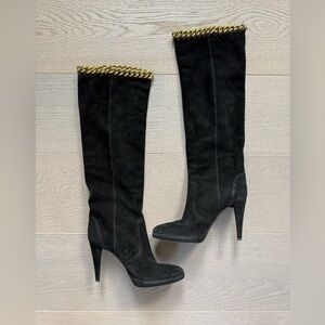 Sergio Rossi Suede & Chain Boots